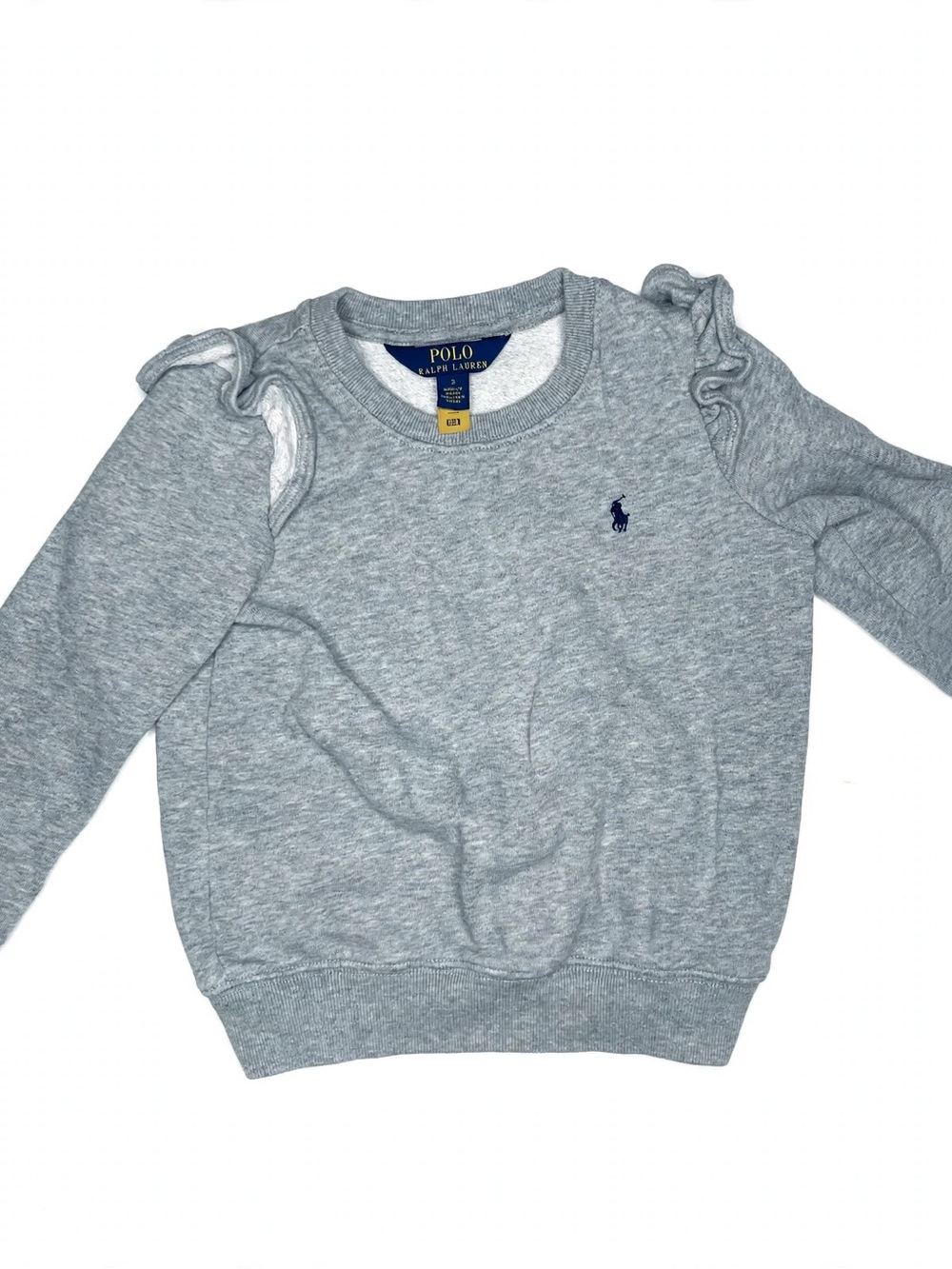 Polo by Ralph Lauren Light Gray Ruffle Shoulder Sweatshirt